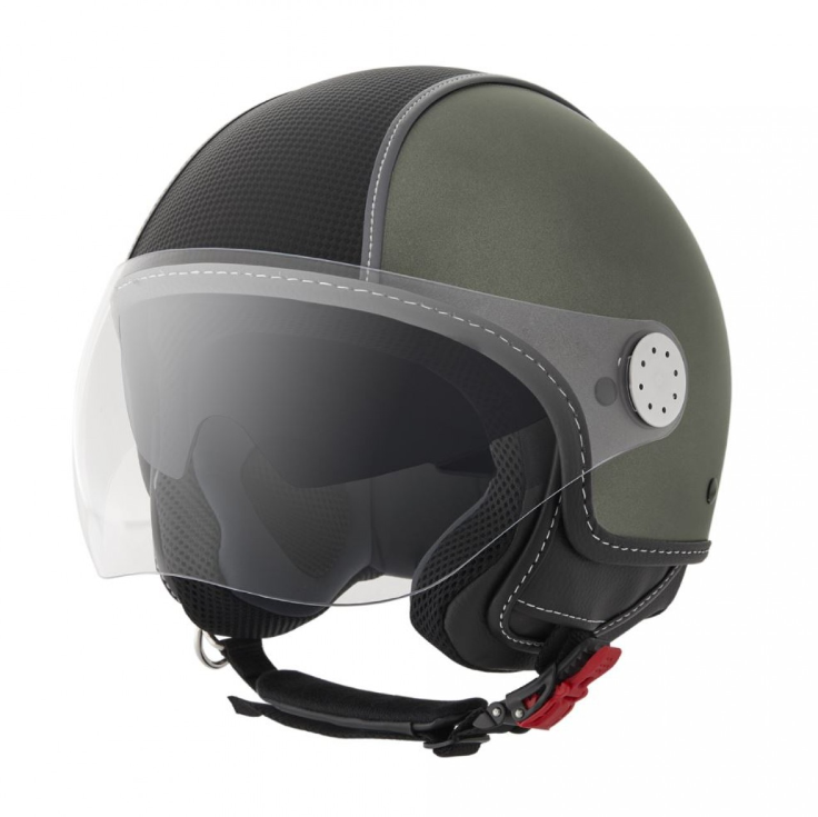Piaggio Demi Jet helmet, carbon skin, army green, matte